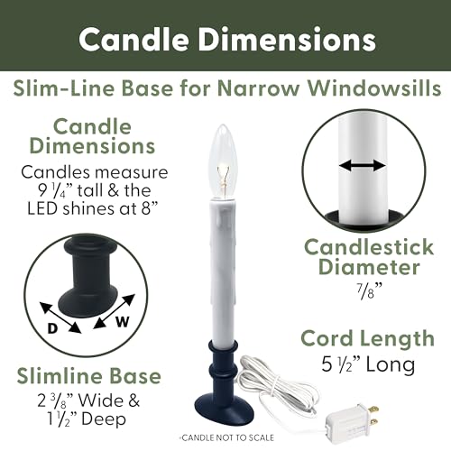 612 Vermont Electric LED Window Candles with Timer - Brushed Nickel