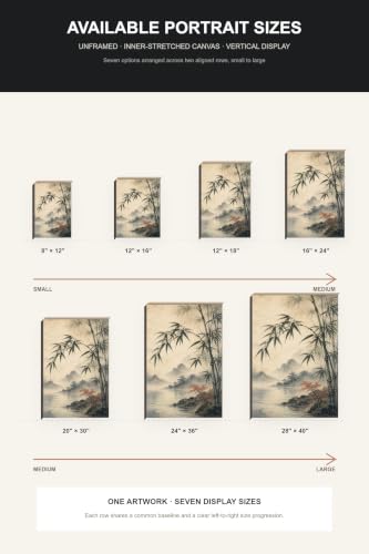 Japanese Landscape Canvas Wall Art - Bamboo Leaves Bending In A Light 16 x 24 in USUC-135