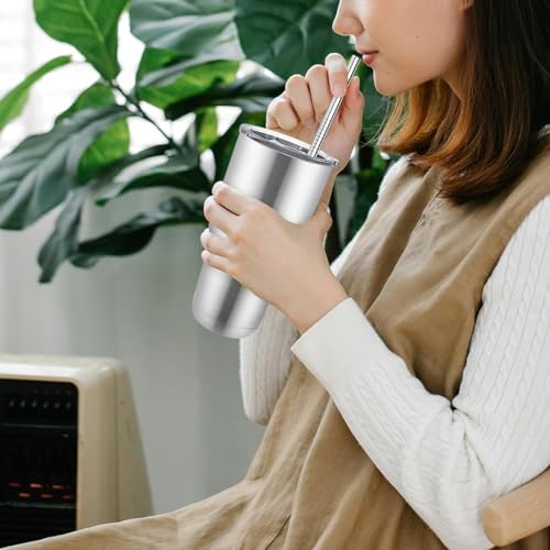 8 Pack 30oz Stainless Steel Insulated Tumblers with Lids & Straws - Double Wall Travel Coffee Cups for DIY Gifts