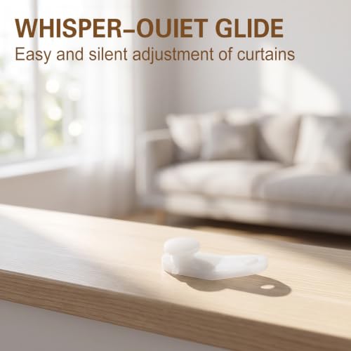100 Pcs Plastic Curtain Gliders for Track White Curtain Rail Hooks
