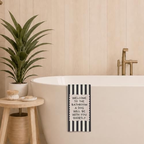 Black and White Striped Bathroom Hand Towels 16x24 Inch - Decorative & Absorbent
