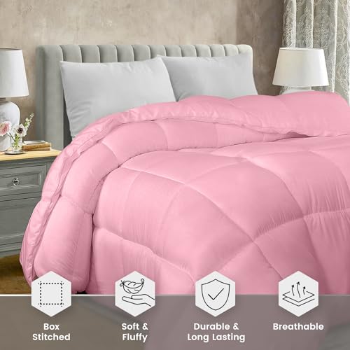 Utopia Bedding Comforter Duvet Insert, Quilted Comforter with Corner Tabs, Box Stitched Down Alternative Comforters Queen Size (Pink, Pack of 4)