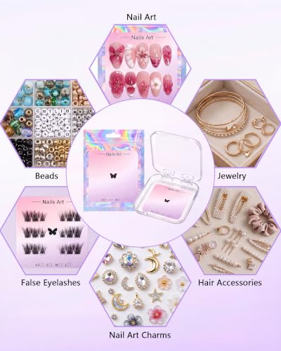 Press On Nail Storage Box Set - Clear Acrylic Fake Nail Display Case with Multiple Accessories