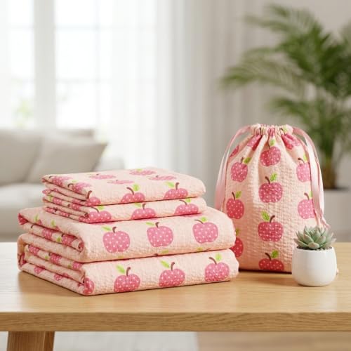 Queen Fitted Sheet - Brown Floral Bubble Wrinkle Soft Bedding with Secure Fit Elastic