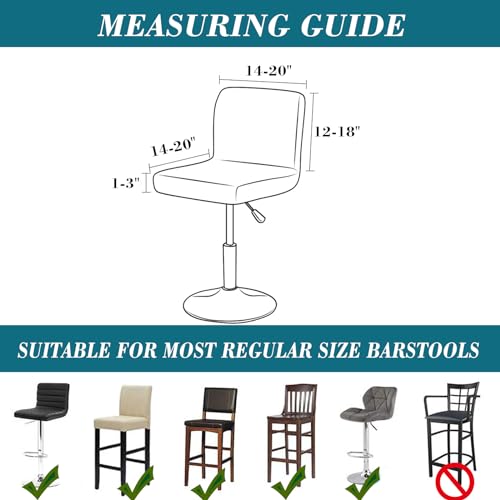 Light Gray 2-Pack Stretch Bar Stool Covers with Backs - Easy Fit & Protection