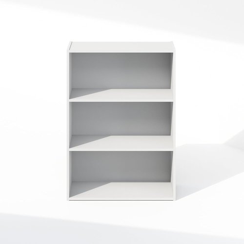 Furinno 3-Tier Bookshelf - Simple Storage Solution for Living Room, Bedroom & Home Office | Plain White, 9.7 x 23.7 x 31.5