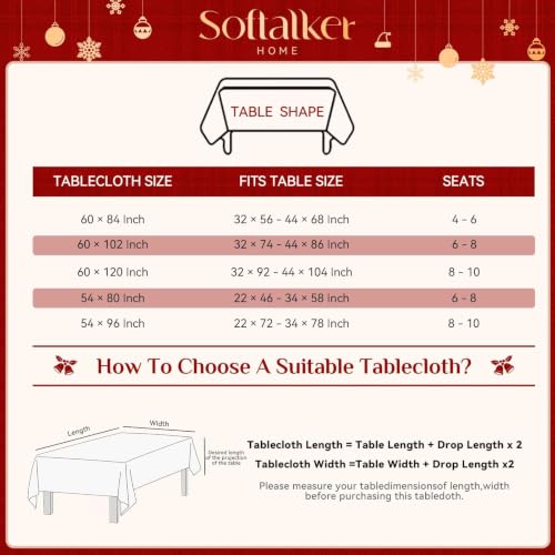 Christmas Ruffle Plaid Rectangular Tablecloth - Red, 60 x 84 Inches - Softalker