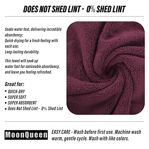 MOONQUEEN 18 Pack Premium Hand Towels - Quick Drying - Microfiber Coral Velvet Highly Absorbent Towels - Multipurpose Use as Hotel, Bathroom, Shower, Spa, Hand Towel 16 x 28 inches (Plum)