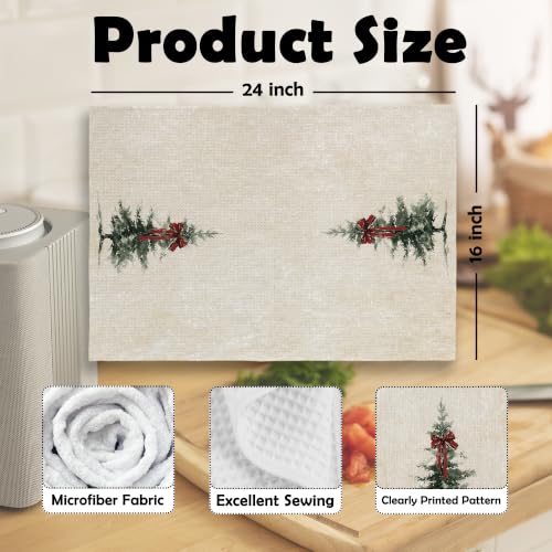Christmas 41 Vintage Wreath Kitchen Dish Towels Set of 2 - 16x24 Inches