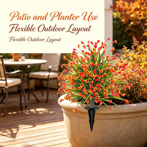 24-Inch Fall Artificial Topiary Ball with Ground Spike - Lush Outdoor Decor (Variation A)