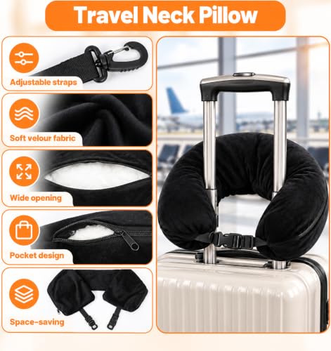 Stuffable Travel Neck Pillow - Adjustable, Space-Saving Support for Airplane & Car