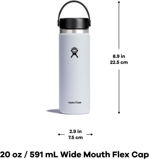 Hydro Flask Water Bottle - Insulated Stainless Steel, Wide Mouth, Leakproof - 20 Oz Agave