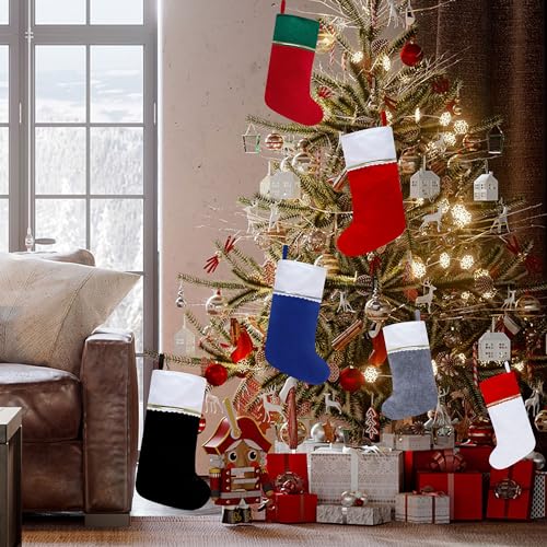 Red & White Felt Christmas Stockings 19 Inches - 36 Pack with Gold Trim, Holiday Decor