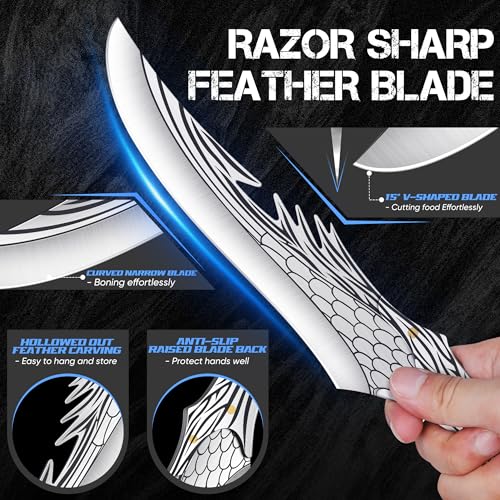 8-Inch Boning Knife & Feather Viking Knife Set for Meat, Fruits & Vegetables