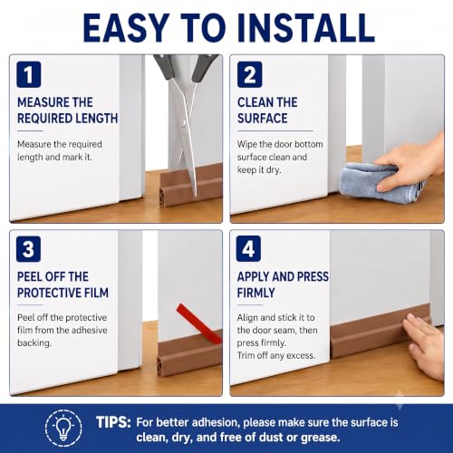 118-Inch Extra Long Door Draft Stopper with Weather Stripping - Brown