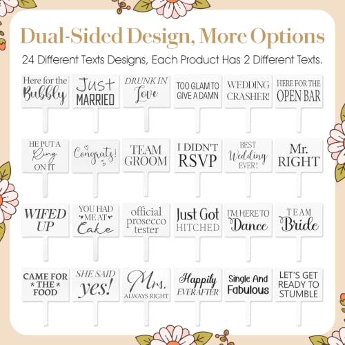 Wedding Photo Booth Props Set - 24 Double-Sided Party Decorations