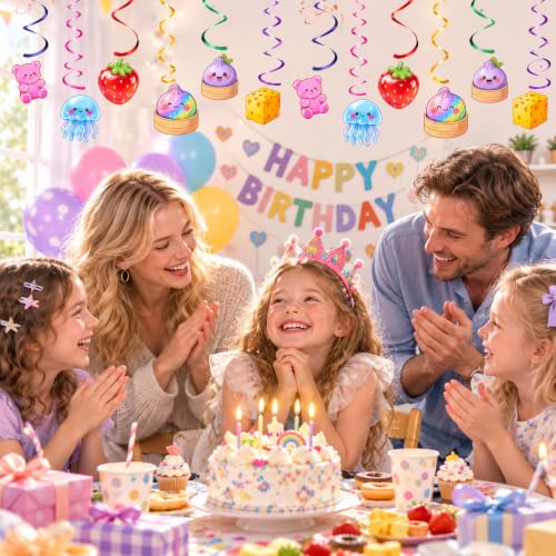 12 Pcs Squishy Birthday Decorations Hanging Ceiling Swirls - Party Decor