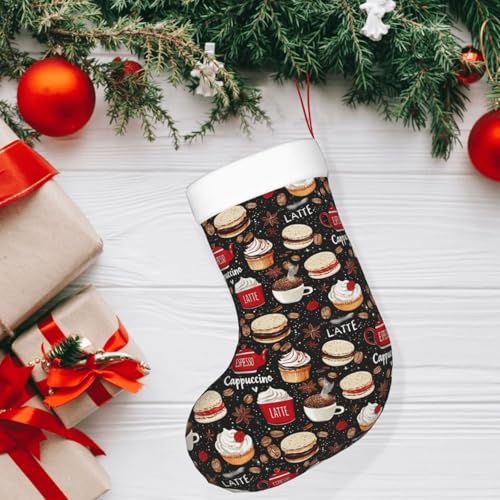 Christmas Stockings with Plush Cuff - Coffee Lovers Holiday Decor, 18 Inches - Festive Gift
