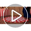 Carnival Circus Theme Party Large Round Rug Decor - 59in - Red White Stripes - Carnival Variation