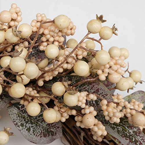 18 Inch Winter Wreath with Magnolia Leaves White Berries Farmhouse Holiday Decor