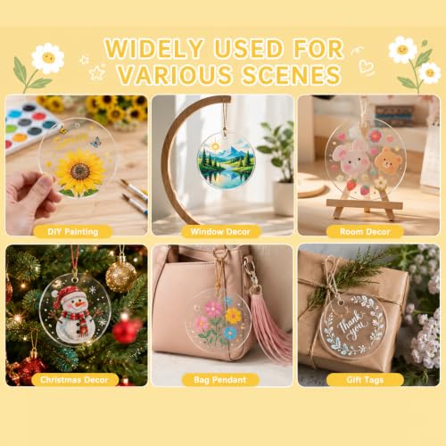 3 Inch Acrylic Keychain Blanks - Clear Round Discs with Hole - Pack of 30
