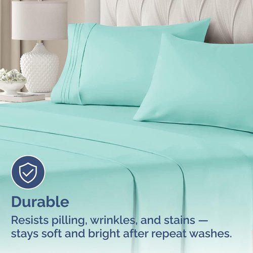 King Standard Pillow Cases Set of 4 - Soft Hotel Quality Pillowcase Covers - Comfy Bedding for Women, Men, Kids & Teens - Machine Washable Pillow Protectors - 4 Piece Set - King Standard Size Spa Blue