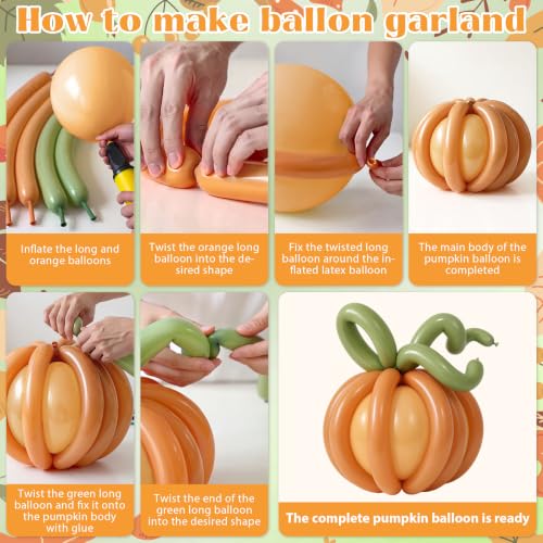 Sage Green Orange Balloons Garland Arch Kit - 164 Pcs Fall Party Decorations