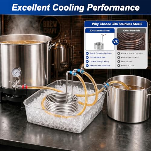 50ft Stainless Steel Immersion Wort Chiller Coil for Homebrew Beer Cooling