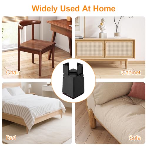 8 Pack Adjustable Bed Risers - 3 Inch Height with Screw Clamp, Heavy Duty Steel