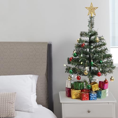 Mini Christmas Tree with 35 LED Lights - 21 Inches, Pack of 2, Variation 1ft 9in