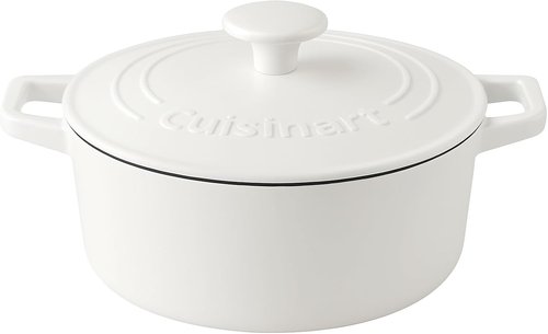 Cuisinart Enameled Cast Iron Casserole - 7-Quart Round Covered Dish in White