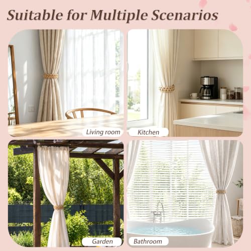 8 PCS Boho Braided Curtain Tiebacks Rustic Brown Natural Rope Home Decor