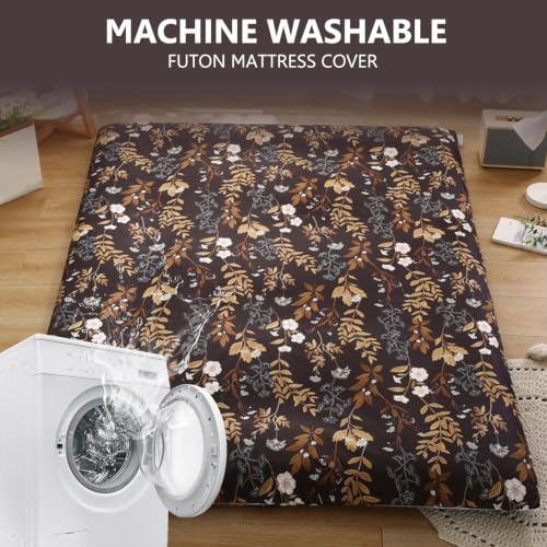 Japanese Floor Mattress Cover with Zipper 135x200cm Washable Futon Protector - E Variation