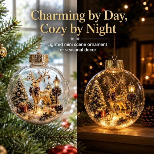 3D Glowing Christmas Scene Ornament Set - Festive Holiday Decor