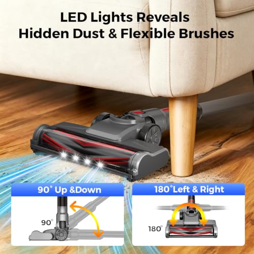 Gray Cordless Vacuum Cleaner Stick Vacuum with 30KPa Suction and Charging Base
