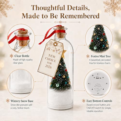 2 Pack Recordable Christmas Tree in a Bottle Ornaments - Personalized Holiday Decor