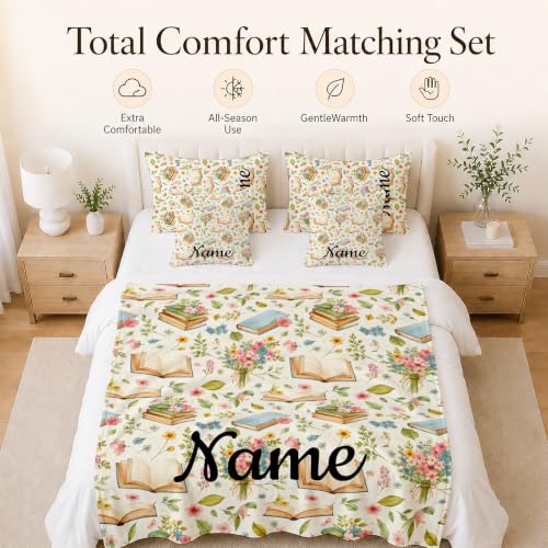 Personalized Girls Book Blanket - Green, Custom Kid Throw for Reading & Comfort
