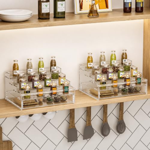 4-Tier Clear Acrylic Perfume Organizer with Drawer and Vanity Stand