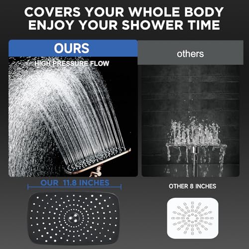 Veken 11.8" Rain Shower Head with Handheld, High Pressure Handheld Shower Heads with Multi Spray Modes,Rainfall Combo with 15" Metal Extension Arm,Detachable Dual Shower,Long 6 ft. Hose,Brushed Nickel