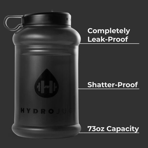HydroJug Half Gallon Water Bottle 73oz - Refillable, Reusable Jug With Carry Handle - Leakproof Guarantee - Great For On-The-Go Hydration - Dishwasher Safe, BPA Free, Black (Pro Jug V2)