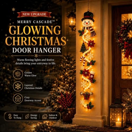 Lighted Snowman Christmas Door Hanger – 3D Holiday Decor with Warm LED Light, 1PC