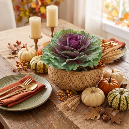 Large Purple Faux Cabbage - 16.5-Inch UV-Resistant Outdoor Decor