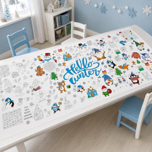 Hello Winter Giant Coloring Poster & Tablecloth - Festive Holiday Activity