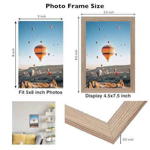 JCJMY 5x8 Picture Frame Rustic Brown for Wall Hanging or Tabletop, Wall Mounting Horizontally or Vertically, 5 x 8 Wall Gallery Poster Photo Frame with Shatter Resistant Plexiglass,Rustic Brown