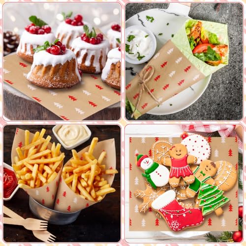 150 Pcs Christmas Wax Paper Sheets for Food Wrapping - Tree Variation