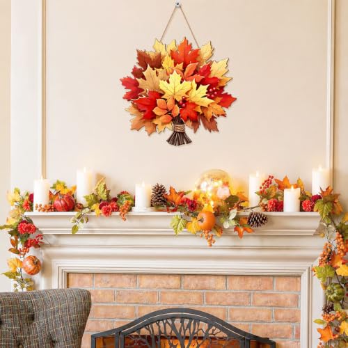 Fall Maple Leaf Door Hanger Sign for Autumn Thanksgiving Outdoor Indoor Decor
