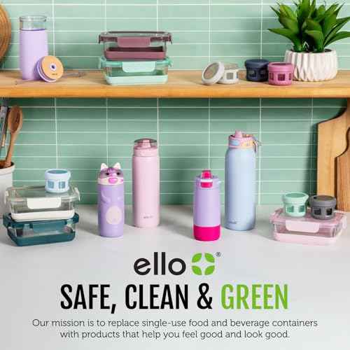 Ello 4 Pack Reusable Food Storage Bags, Resealable BPA-Free, Food-Safe PEVA, Feezer Safe and Leak-Proof
