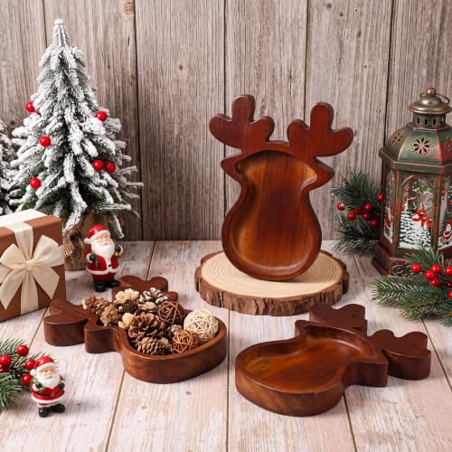 Elk Wooden Bowl Tray - Christmas Decor & Serving Platter - 8oz Capacity