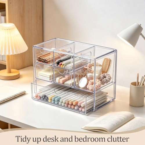 Stackable Clear Acrylic Bandaid Organizer with 6 Drawers for First-Aid Supplies