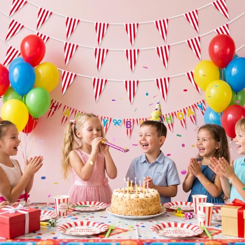 Red and White Striped Pennant Banner - 850ft, 600 Flags, Reusable Party Decor